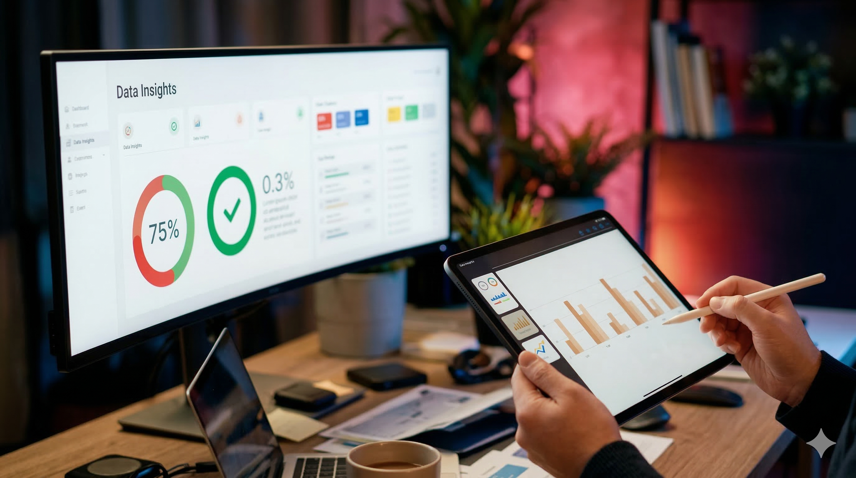 Platform Digital SPPI Ã¢â‚¬â€œ seseorang menggunakan tablet dengan dashboard analitik